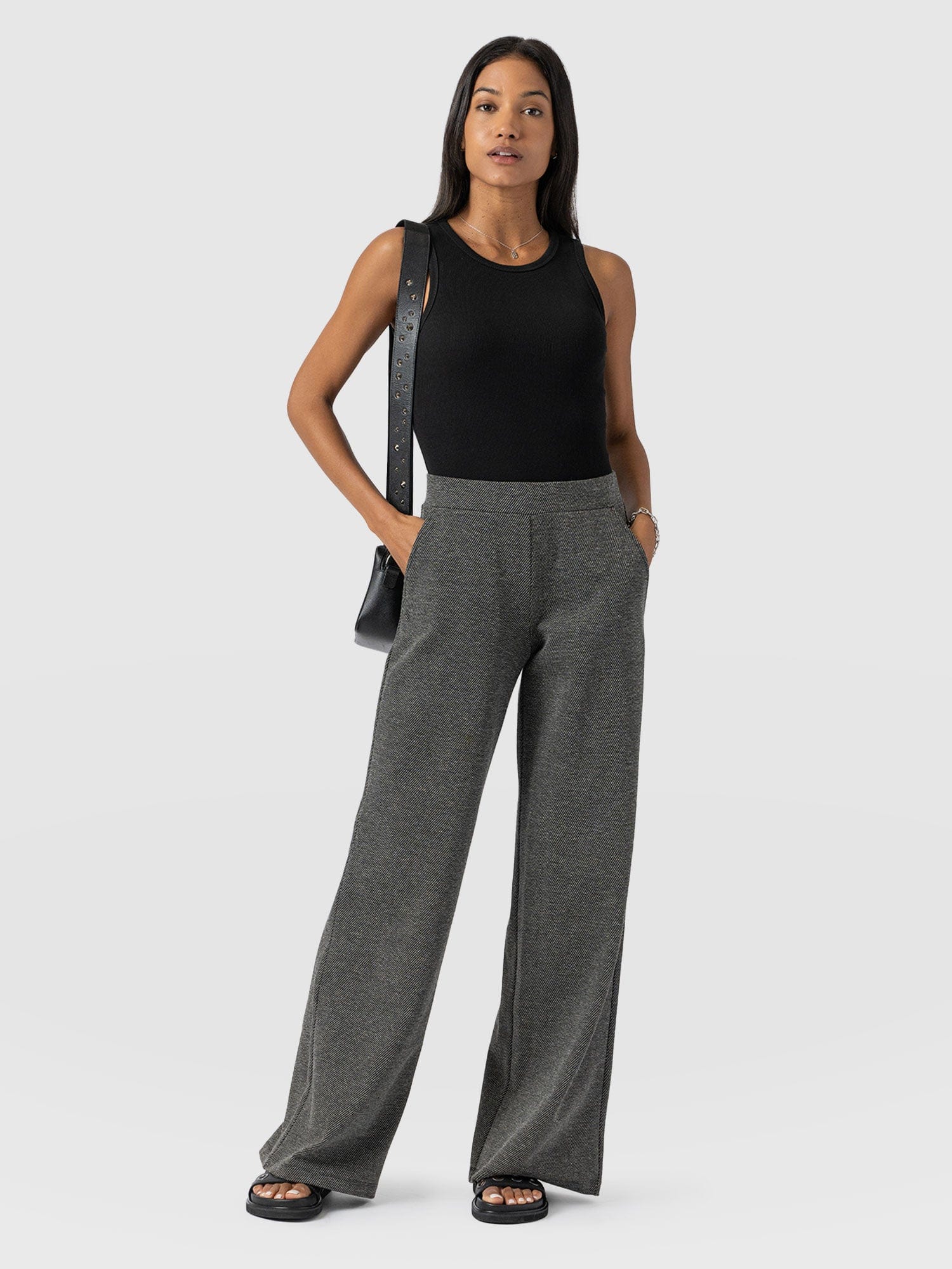 Keller Wide Leg Pant - Grey Twill